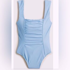J. Crew Ruched squareneck one-piece swim suit Ladies size 22 Light Blue